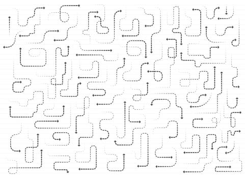 Dotted hand drawn arrow line set vector