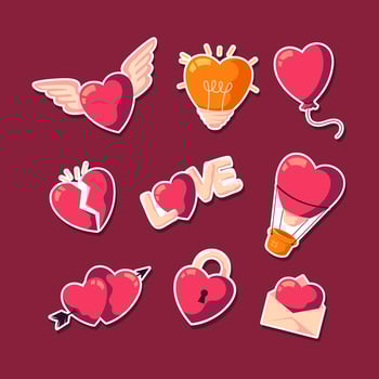 Pack Of Shiny Valentine Hearts vector