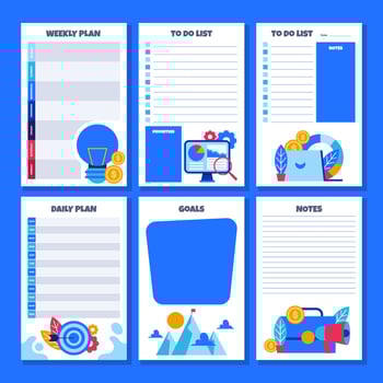Journal for Writing Plans List Notes and Goals vector