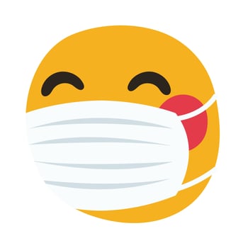 emoji wearing medical mask hand draw style vector