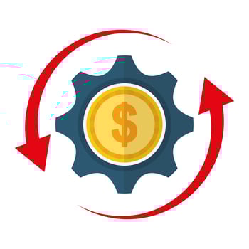 Isolated coin and gear vector design