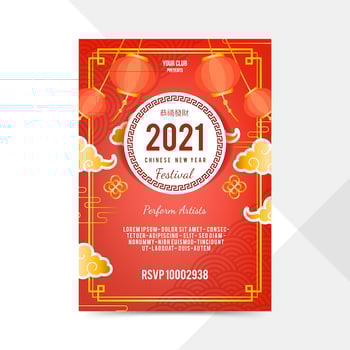Red and Gold Chinese New Year Festival Poster vector