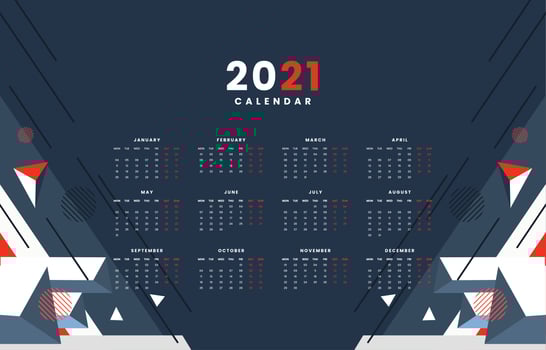 Abstract Techno Geometric 2021 Calendar Concept vector