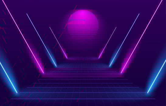 80s Style Path With Neon Lights vector
