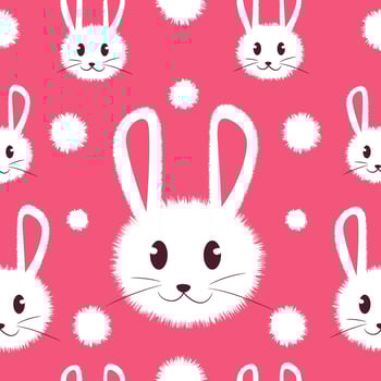 White and cute furry bunny seamless pattern. vector