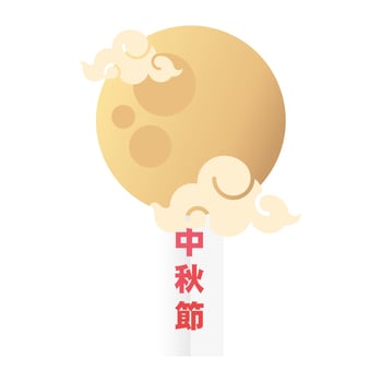 mid autumn festival moon with chinese label hanging vector