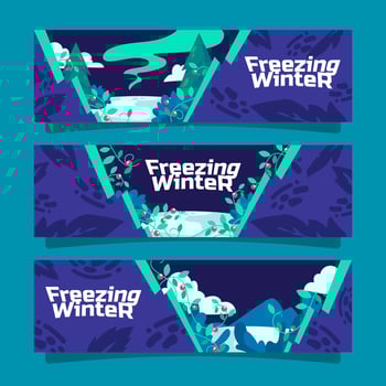 Floral Freezing Winter Banner vector