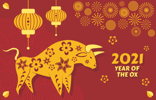 Golden Ox 2021 Chinese New Year vector