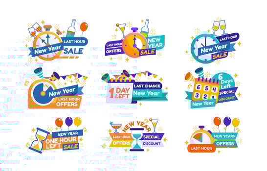 Happy New Year Countdown Labels vector