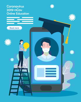 online education graduate with icons vector
