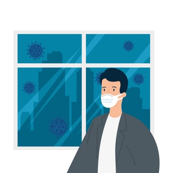 doctor male with face mask isolated icon vector