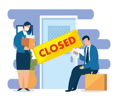 coronavirus, unemployment, jobless from covid 19, company closed and business shut down, business people, door closed company vector