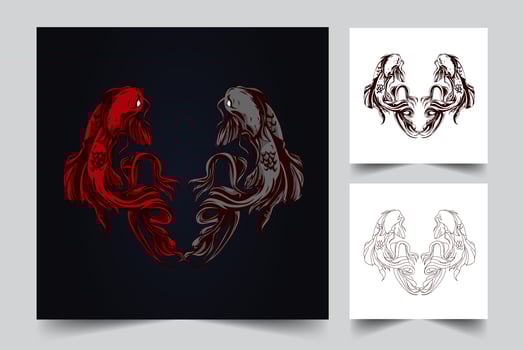 fish ambigram artwork illustration vector