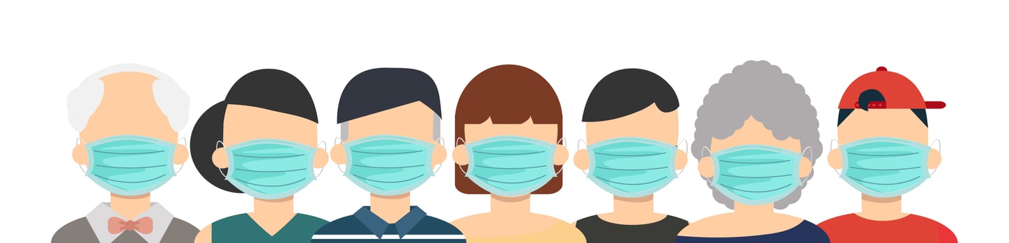 Group of head people  wearing medical masks concept vector