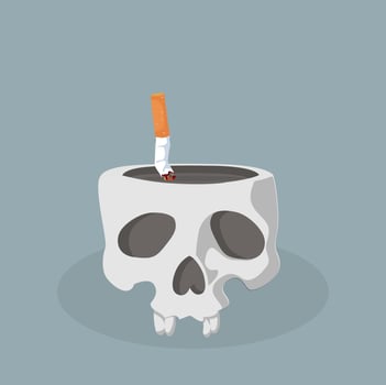 Skull with Cigarette butt vector