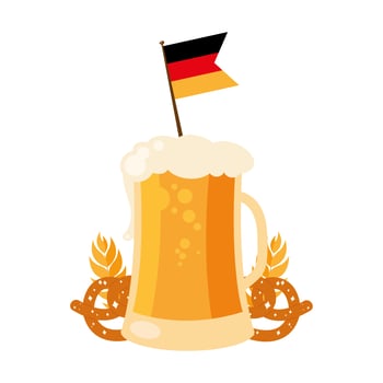 oktoberfest glass with pretzels design vector