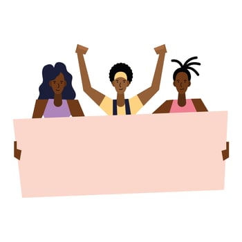 Black lives matter women and man with banner vector design