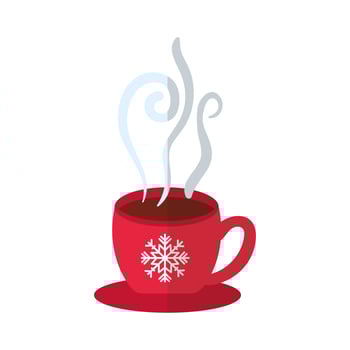 merry christmas cup with snowflake flat style icon vector