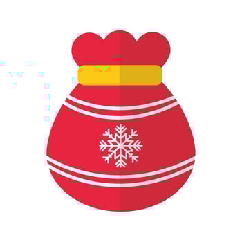 merry christmas sack with snowflake flat style icon vector
