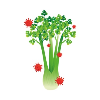 celery vegetable with covid 19 virus vector design