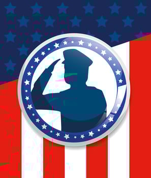 memorial day, honoring all who served, with saluting army soldier silhouette vector