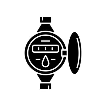 Water meter black glyph icon vector