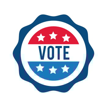 vote lettering on USA stamp flat style icon vector