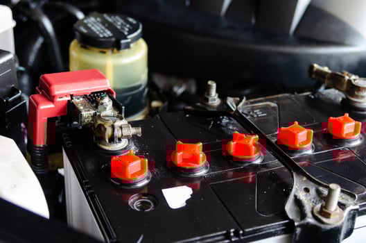 Car battery close up photo