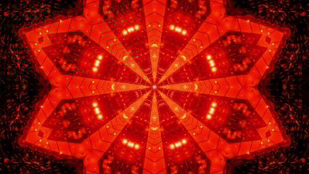 Abstract red star tunnel 3d illustration background wallpaper design artwork photo