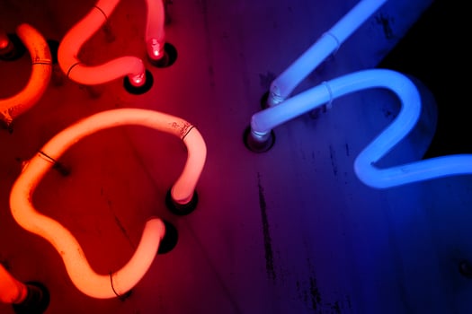 Red and blue neon lights photo