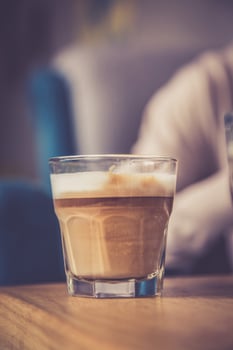 Close-up of a glass of coffee photo