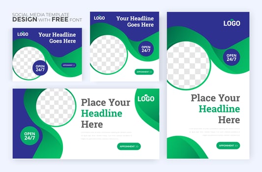 Healthcare post template. Medical promotion square web banner. Mail newsletter layouts. Social media healthcare post. vector