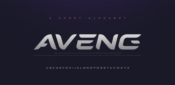 Sport Modern Future Italic Alphabet Font Set vector