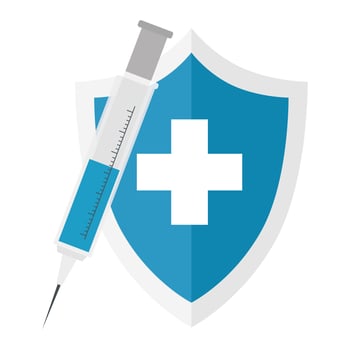 Medical injection with cross shield vector design