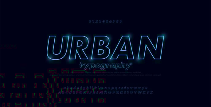 Abstract urban thin line font alphabet vector
