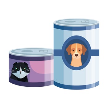 food for cat and dog in can vector