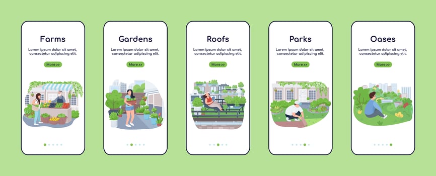 City green zones onboarding mobile app screen flat vector template