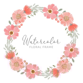 floral arrangement bouquet in peach watercolor wreath vector