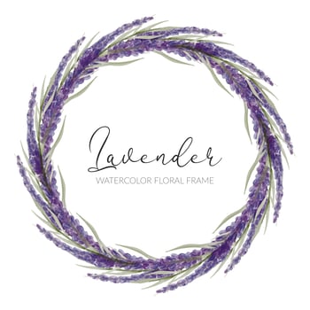 watercolor lavender floral wreath vector