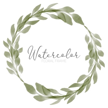 watercolor green leaf wreath illustration vector