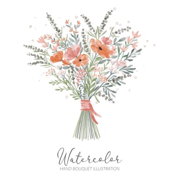 watercolor petal flower hand bouquet illustration vector