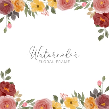 watercolor rose flower arrangement square frame vector