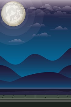 road and landscape night scene vector
