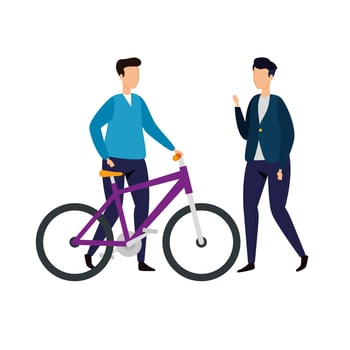young men with bike avatar character icon vector