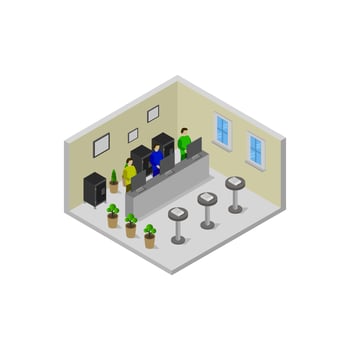 Isometric Bank Room Illustrated On White Background vector