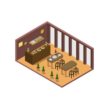 Isometric Restaurant Illustrated On White Background vector