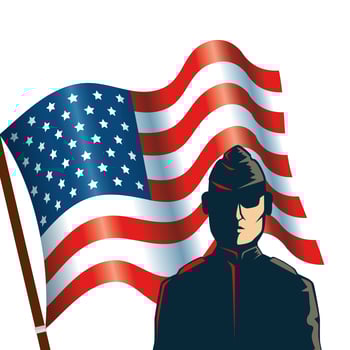man soldier with united states flag vector