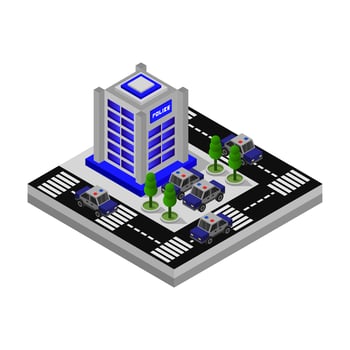 Isometric Police Station Illustrated On White Background vector