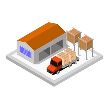 Isometric Warehouse Illustrated On White Background vector