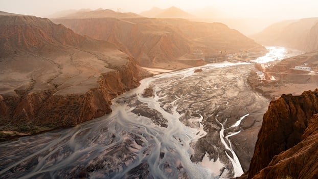 River between mountains photo